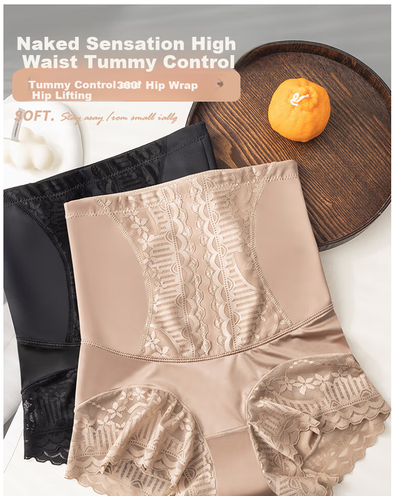 LangSha High-Waisted Cotton Tummy Control Shapewear Shorts for Women, 2-Pack Slimming Body Shaper Triangle Panties 1