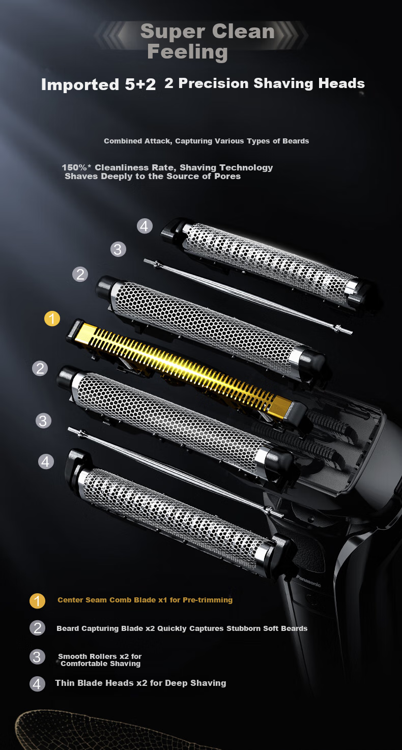 Panasonic PanaSonar Series Cleaning Center Electric Reciprocating Shaver for Men, Imported Stainless Steel Five-Blade Head, Close Shave, Skin-Friendly, Gift for Husband, Birthday Present for Men, LV9W Gift Box 2