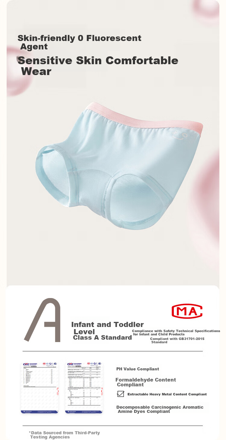 BALABALA Girls' Cotton Underwear, Children's Boxer Briefs, Toddler Antibacterial Crotch, for Older Children, Three-Pack, 209925170010 6