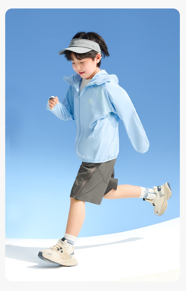 Zoxi Kids Sunscreen Jacket Boys Lightweight Quick-Dry Summer 2026 New Boys Cooling Skin Jacket Blue 120 24