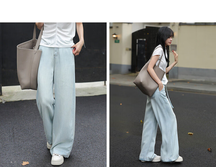 Mt [Selected 100% Lyocell] Spring Lightweight Stylish Wide-Leg Pants with Waist Tie, Comfortable Flattering Jeans for Wome 8