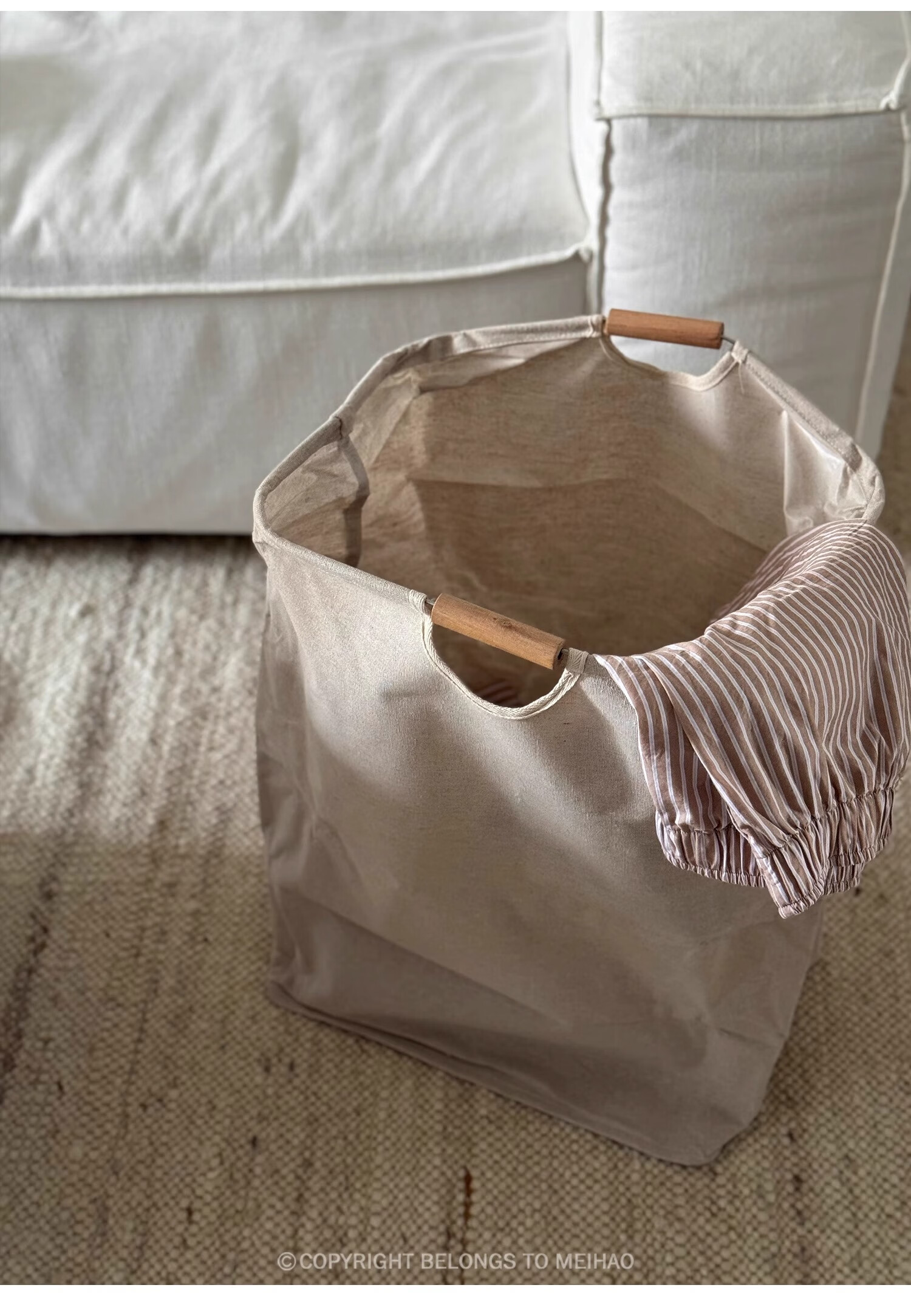 Fanyejia Japanese-Style Instagram-Style Laundry Hamper, Wooden Handle Dirty Clothes Basket for Home Bathroom Bedroom Dormitory, Large Laundry Storage Bi 16