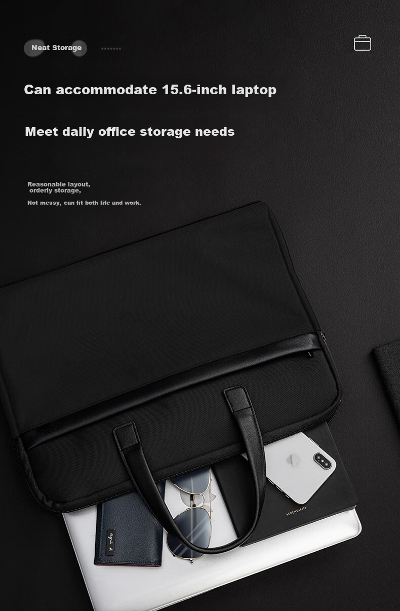 Youbili Briefcase, Handheld Zipper Business Bag, Conference Bag, Document Folder, Men's Style Business Office Supplies File Bag, Multifunctional Laptop Bag 8351 4