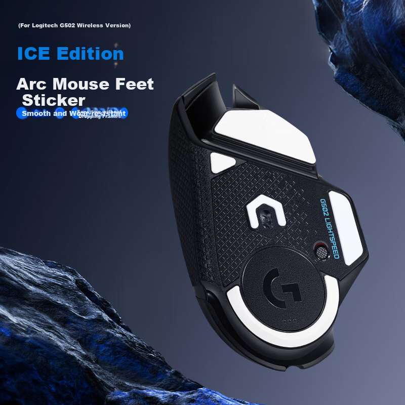 BUBM Mouse Pad, Wireless G502 Hero Sticker, Non-Slip Gaming Mouse Pad, ICE Ice Version Curved Foot Pad, Smooth And Wear-Resistant G502 Foot Pad