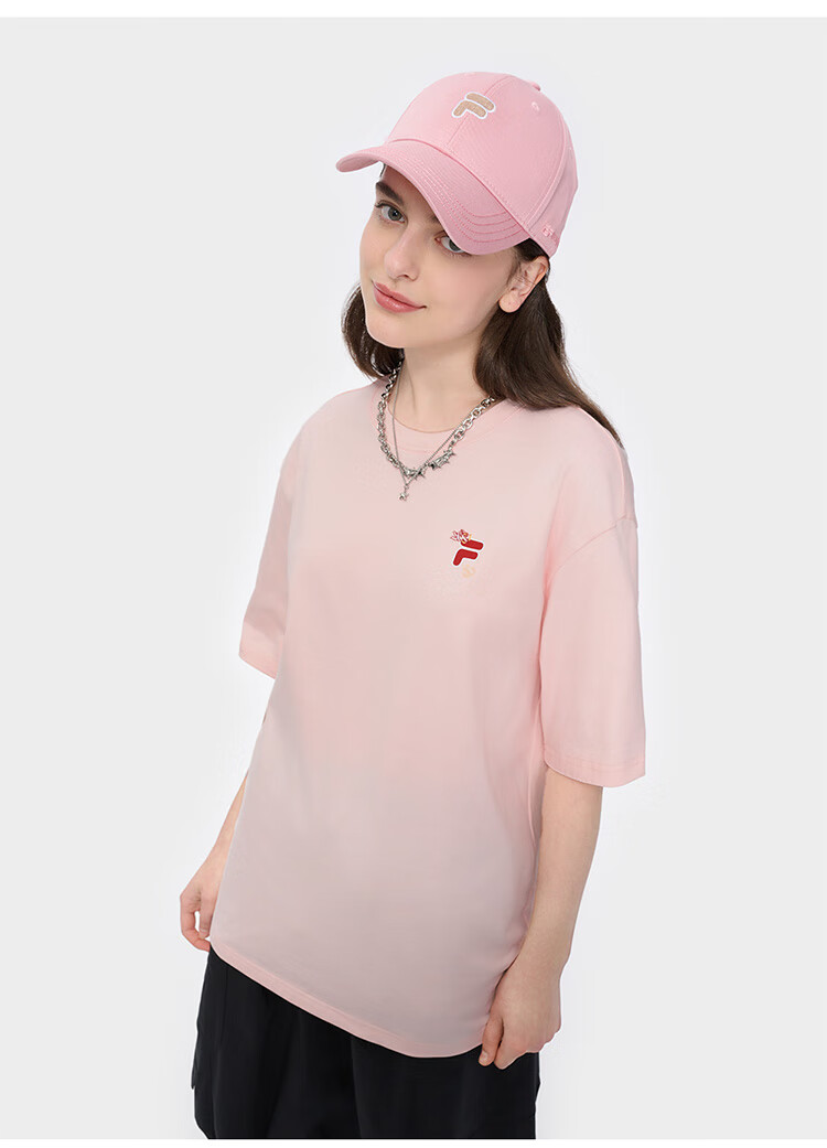 FILA FUSION Official Trendy Brand Zhang Hao Couple Knit Short Sleeve Breathable Cool Casual T-Shirt 24