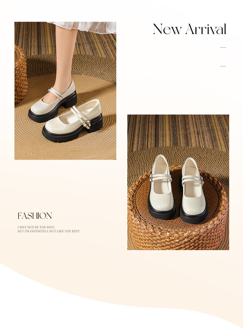 DAPHNE Mary Jane Shoes for Women, Spring And Autumn 2025, High Heels, Versatile Academic Style, Single Shoes, Thick-Soled Leather Shoes, Black, Size 40 9