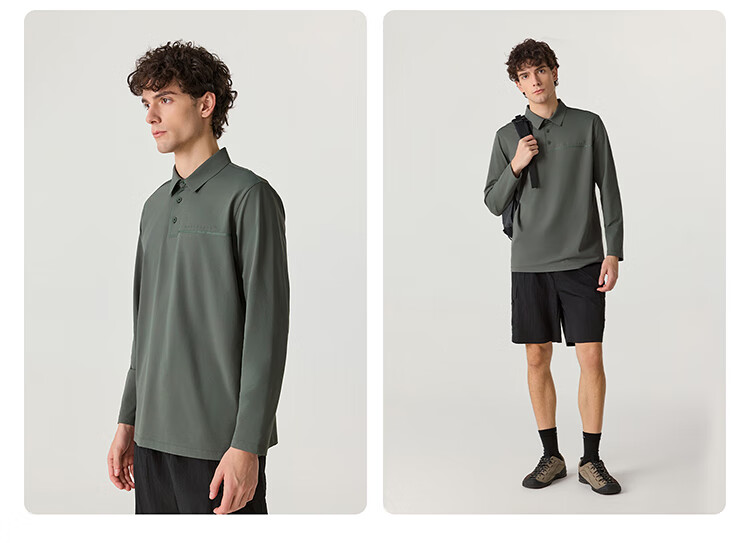 NORTHLAND Men's Lapel Long-Sleeve T-Shirt, Outdoor Sun Protection, Moisture-Wicking, Quick-Drying, Elastic Long-Sleeve T-Shirt, Undershirt, Top 5