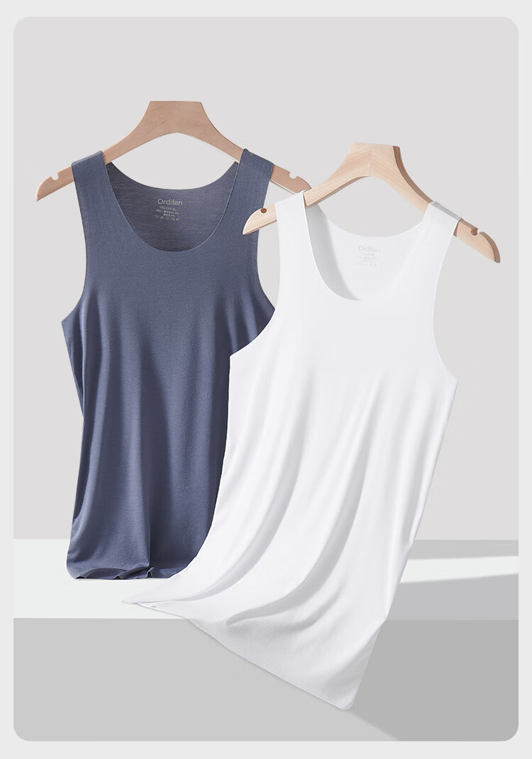 Ordifen [60 Modal] Men's Tank Top, Summer Ice Silk Seamless Thin Sports Undershirt, White, 2XL 12