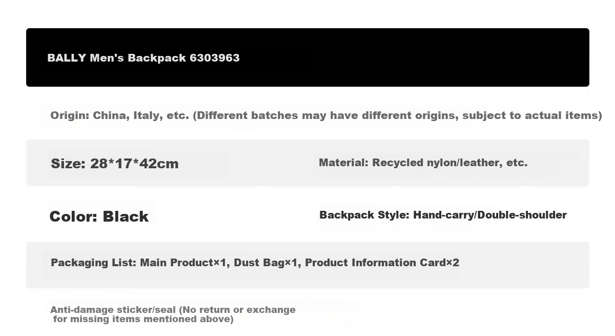 BALLY Men's Backpack, Laptop Bag, Casual Business Bag, 6303963, Red, Baitiao, New Year Gift 2