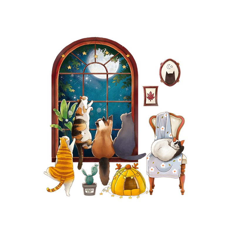 Cuttlefish Wall Decals Cartoon Animal Stickers Self-Adhesive Decorative Cover-Up for Dormitory Baby Bedroom Living Room Decor