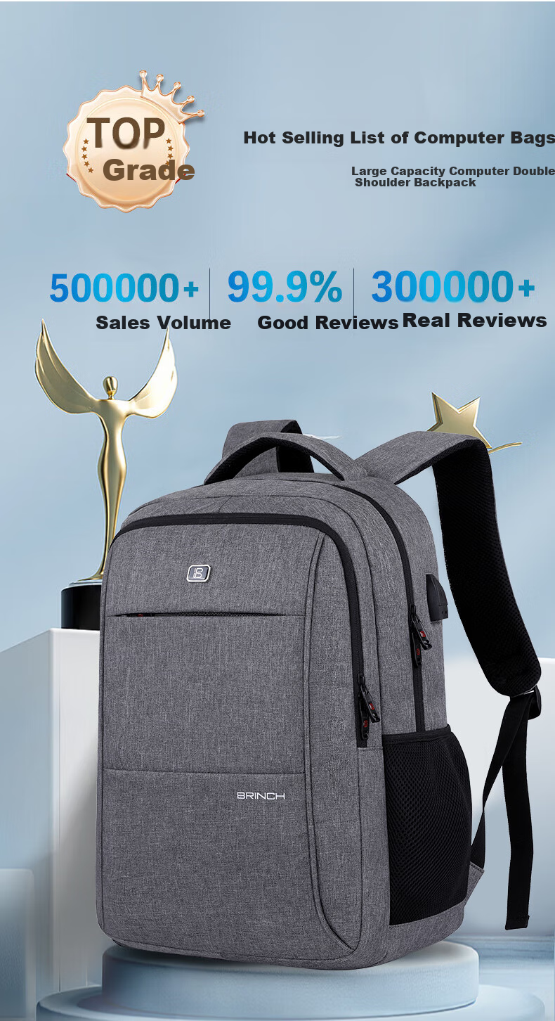 BRINCH Laptop Backpack, 17/18 Inch, Shockproof And Water-Resistant, for Business Trips, Travel, Commuting, Large Capacity 1