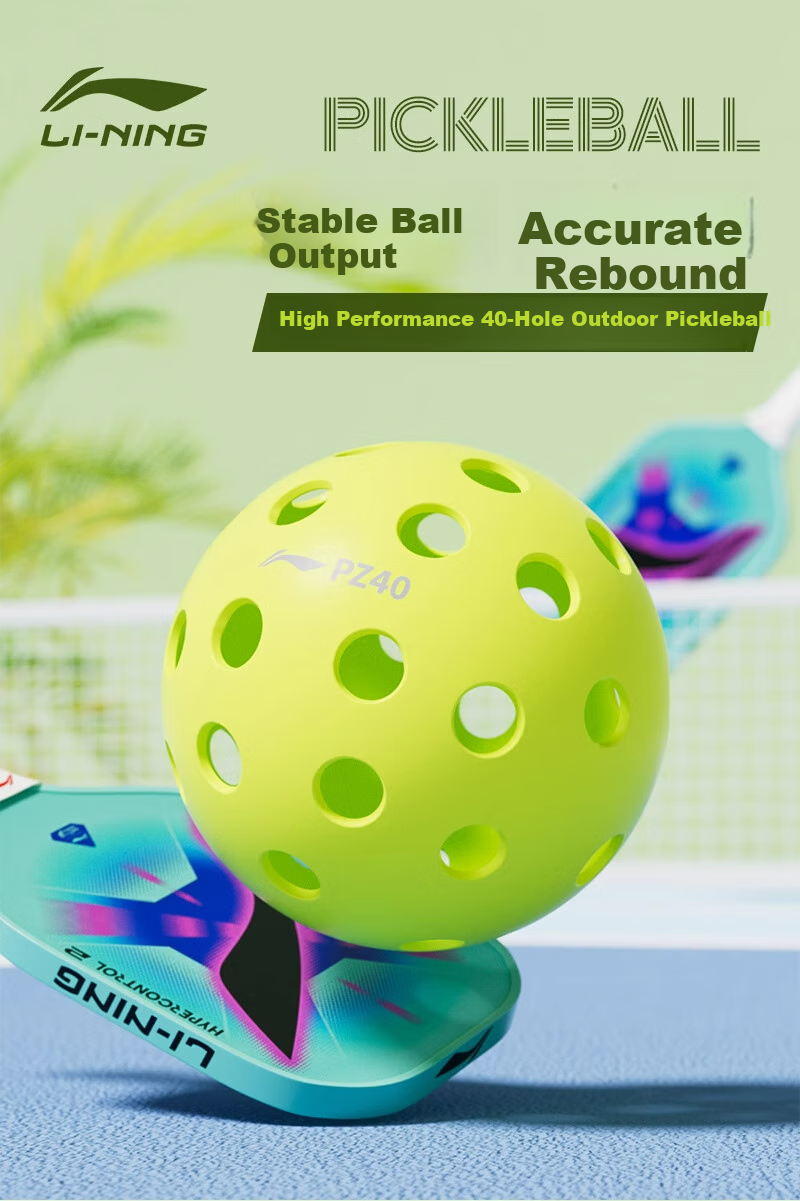 Li-Ning PZ40 Professional Outdoor Injection Molded Pickleball, 40 Holes, Green Color, for Competition Use 1