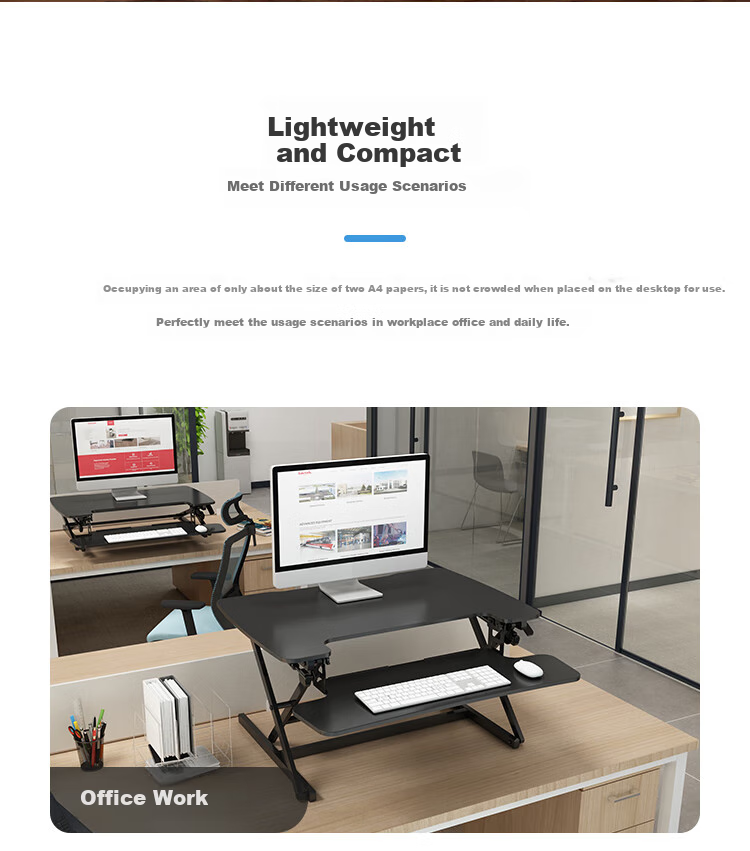 Loctek Standing Desk Converter, Adjustable Height Computer Desk, Foldable Home Office Desk with Standing And Sitting Options, M2S Elegant Black 2