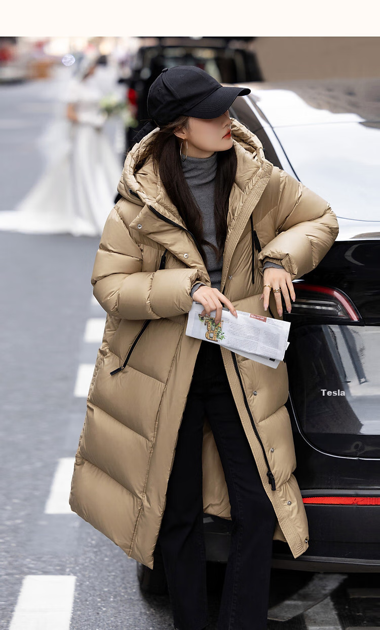 Dme [Qing Nuan Yun Duo Series] Winter Outdoor Hooded 90% Duck Down, Thickened Over-Knee Long down Warm Coat 22