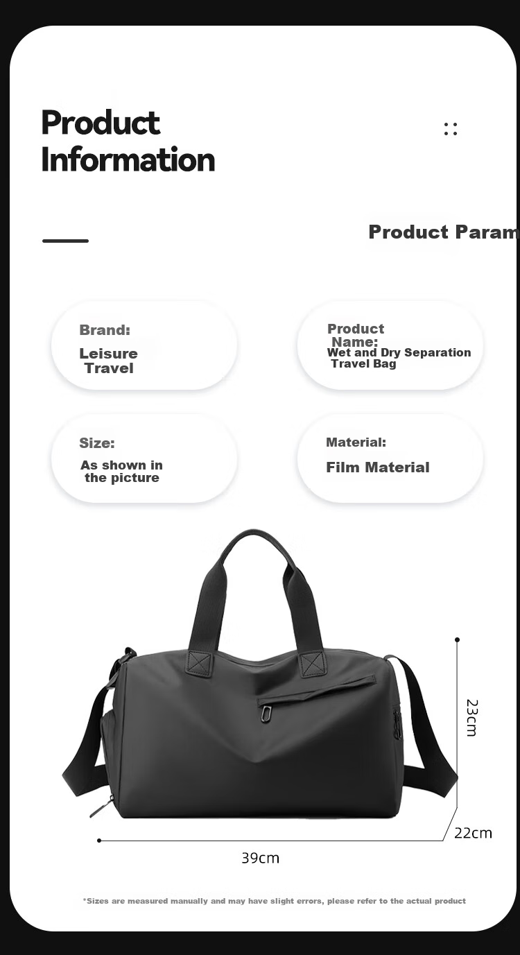 Lehuolvxing Fitness Bag with Wet And Dry Separation, Men's Travel Luggage, Large Capacity Handheld Sports Bag for Men, Short-Distance Business Trip Crossbody Backpack 1