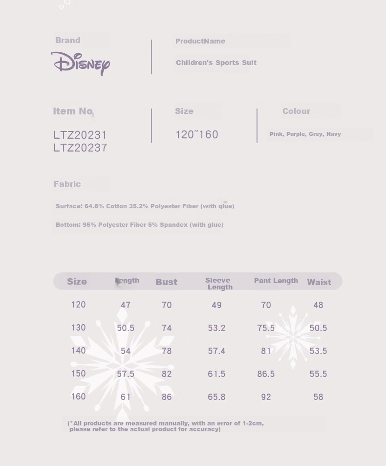 Disney Children's Sportswear Set, Girls' Spring And Autumn Outfit, Kids' Outerwear Two-Piece Set, Children's Clothing Z20231 Pink 150 3