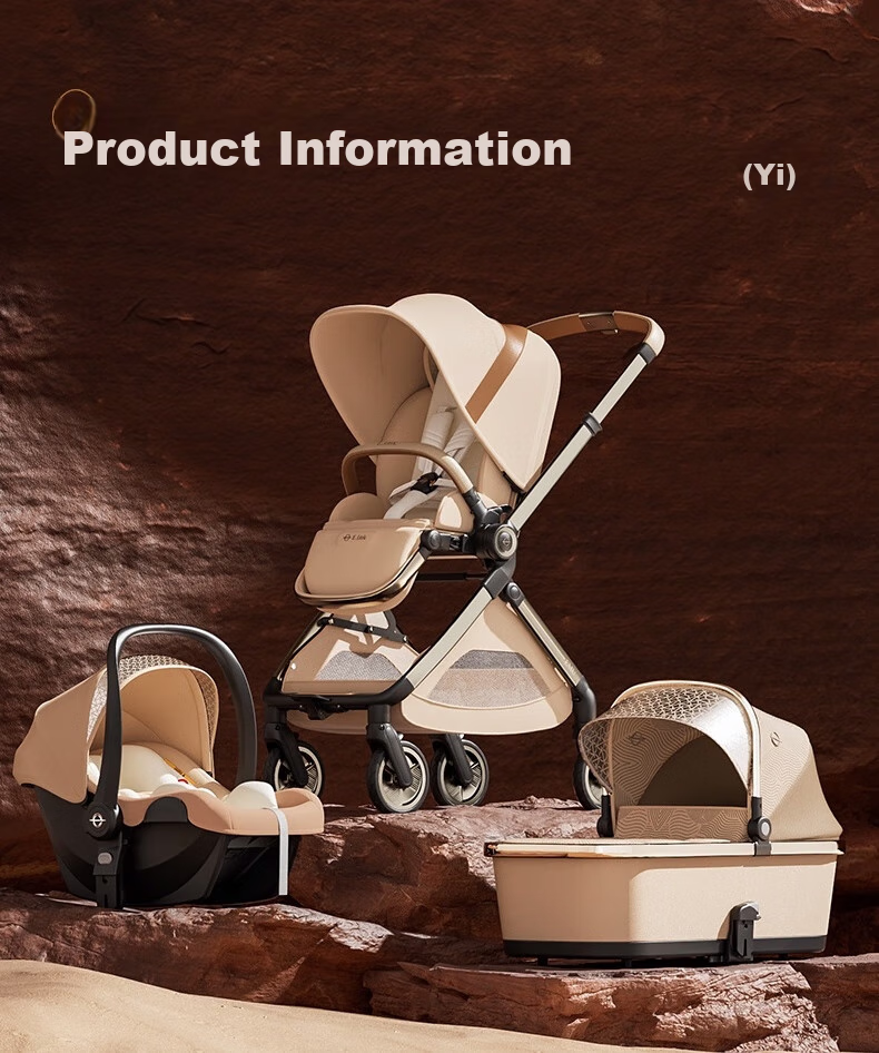 Elittile Baby Stroller 0-3 Years Foldable Reclining Shock Absorption High Landscape Baby Pram EMUpro Moonflower Blue 21