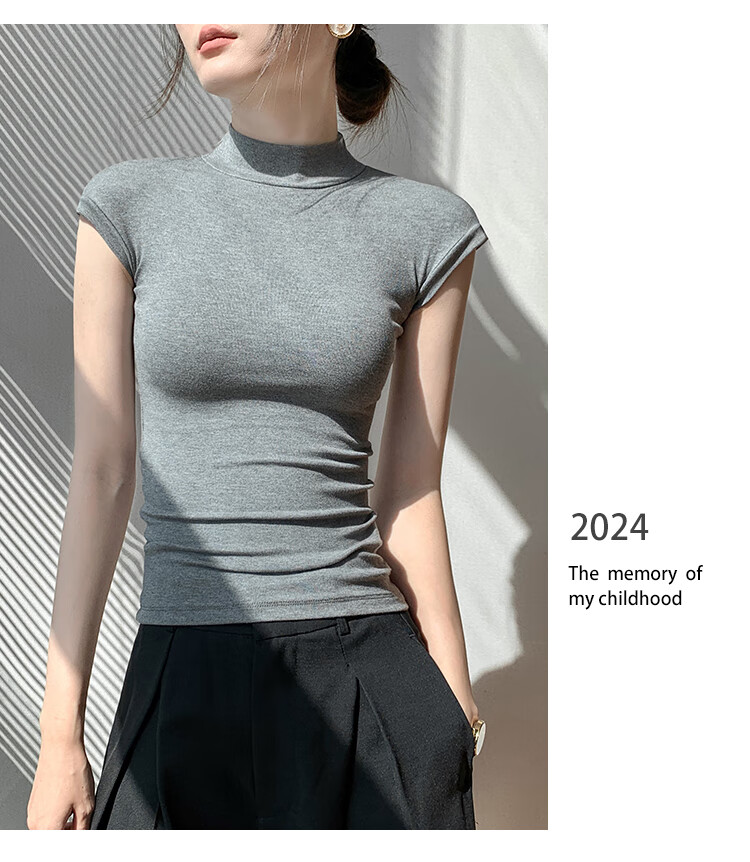 NOME Ribbed Turtleneck Tank Top for Women, Spring And Summer New Style, Slim Fit, Versatile Sleeveless Undershirt, Black, XL 2
