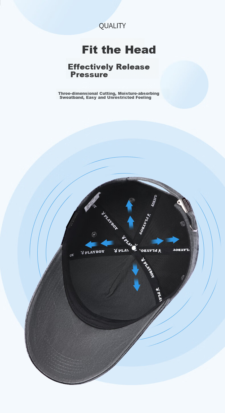 PLAYBOY Baseball Cap for Men, Spring Summer All-Season Casual Versatile Sun Protection Travel Visor Hat Outdoor UV Protection Cap for Middle-Aged Me 5