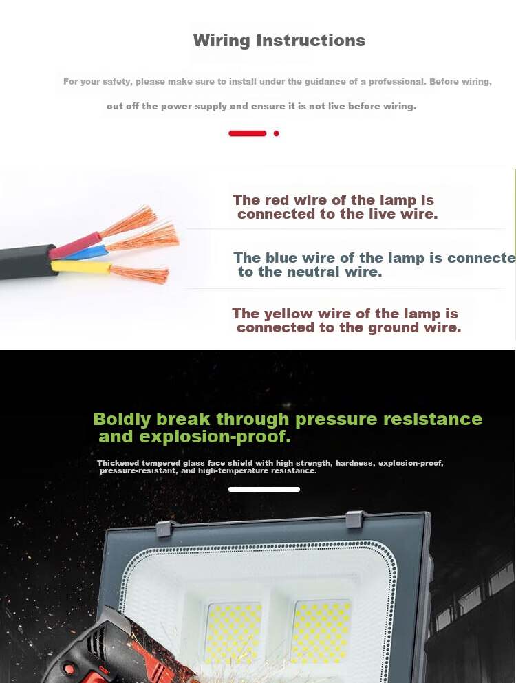 Yaming LED Floodlight, Outdoor Waterproof Signage Spotlight, High Brightness Searchlight, Construction Site Yard Flood Light, YM-7070 White Light Nano Series 4