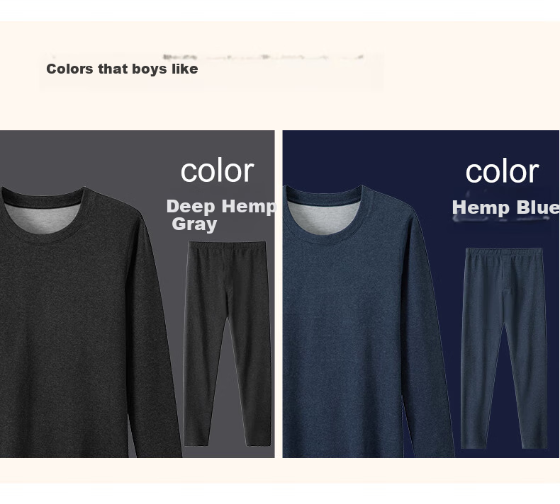 Yiershuang Autumn And Winter Men's Wool And Silk Thermal Underwear Set, Round Neck Fleece-Lined Thickened Long Johns And Undershirt 13