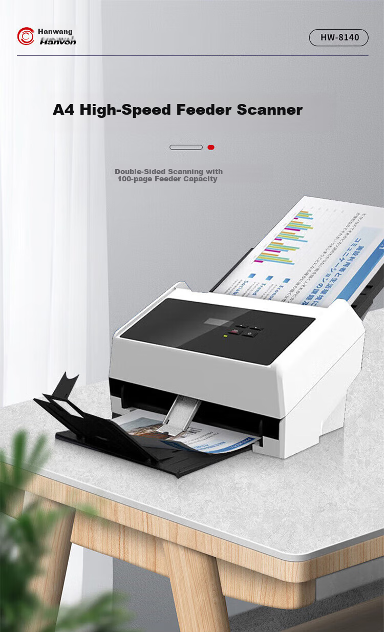 Hanvon HW-8140 High-Speed A4 Office Scanner with Automatic Document Feeder, High-Definition Dual-Side Color Contract Scanning, PDF Output with OCR, Compatible with Domestic Operating Systems 2