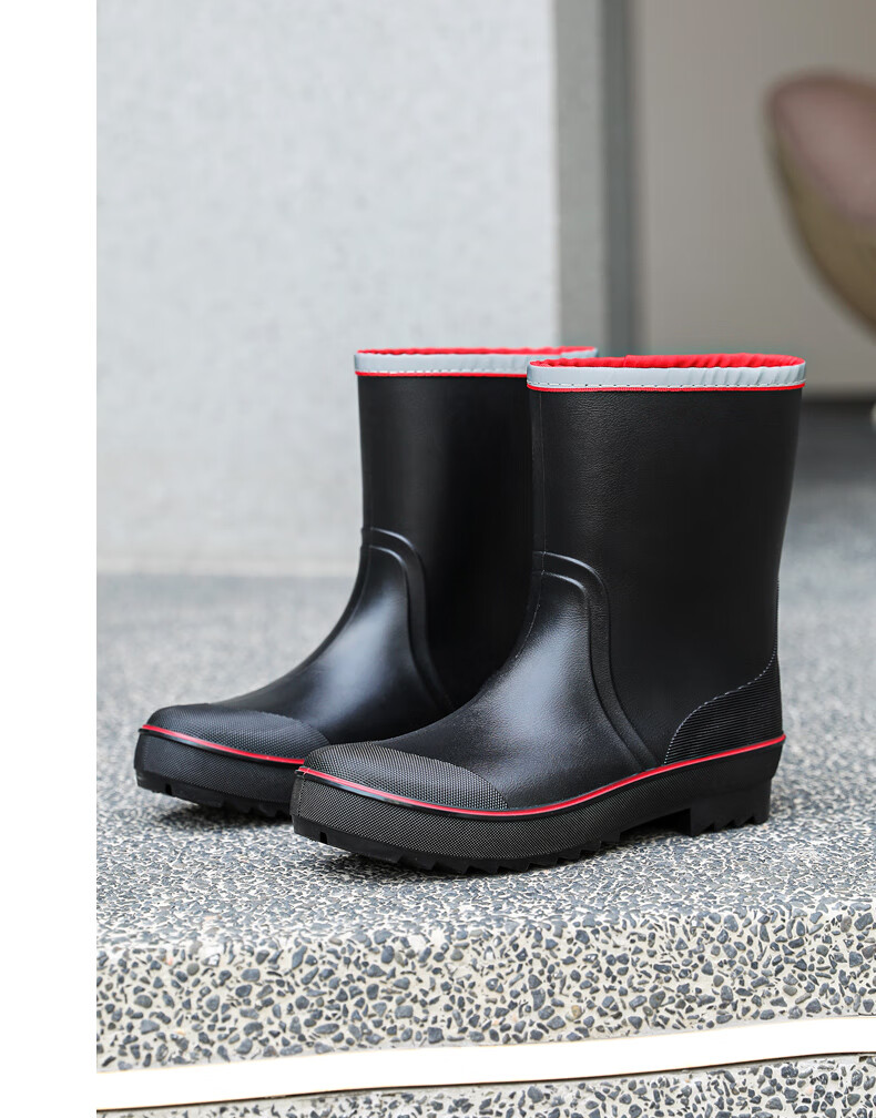 Lanoudun Rain Boots for Men, Tall Waterproof Shoes, Outdoor Non-Slip Rubber Shoes, Wear-Resistant Rain Boots, Overshoes YX1010 Size 42 14
