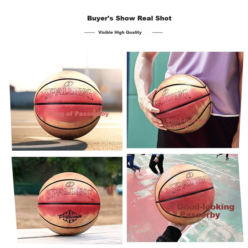 SPALDING No. 7 Street King Co-Branded Indoor/outdoor Universal Non-Slip Wear-Resistant No. 7 Rubber Basketball 85-059Y