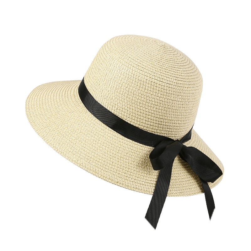 CACUSS Women's Sun Protection Hat Spring Summer Sunshade Hat Bucket Hat Beach Outdoor Sweet Bow Beige