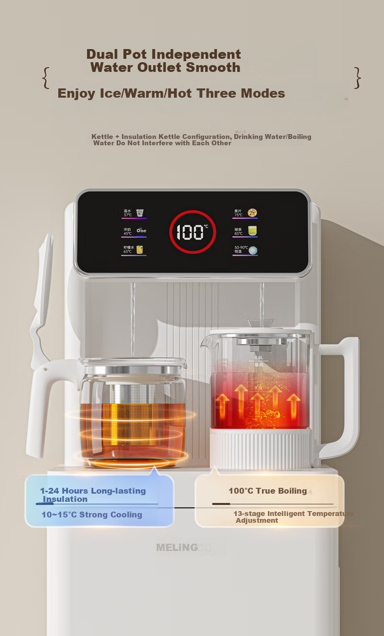 MeiLing Smart Voice Tea Bar Machine with Large Screen Remote Control, Floor-Standing Water Dispenser with Bottom-Placed Water Tank, Integrated Cabinet for Home Use, Cooling And Heating Fully Automatic Machine, Cold And Hot Model MY-C231B (Voice Control Version) 5