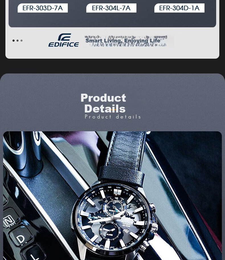 CASIO Men's Watch, EDIFICE Earth Heart Quartz Exam Japanese And Korean Style Gift Box Edition for Boyfriend, EFR-303L 8