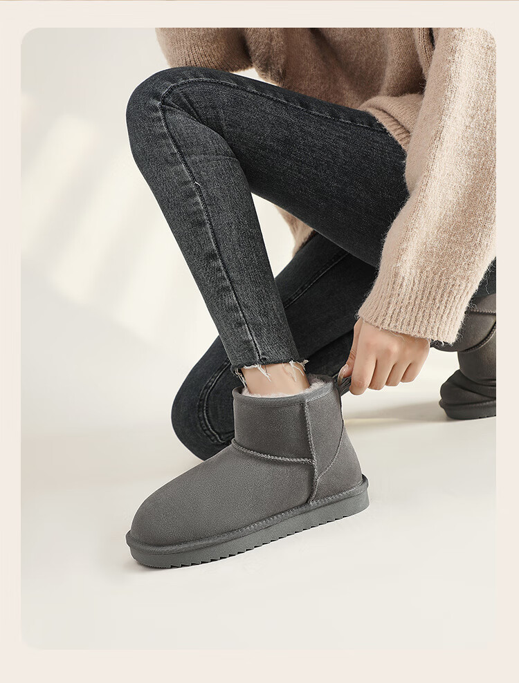 ZHR Snow Boots for Women, 2025 New Style, Fleece-Lined Warm Boots, Genuine Leather Waterproof Short Boots, Cotton Shoes for Women, Coffee Color, Size 35 18