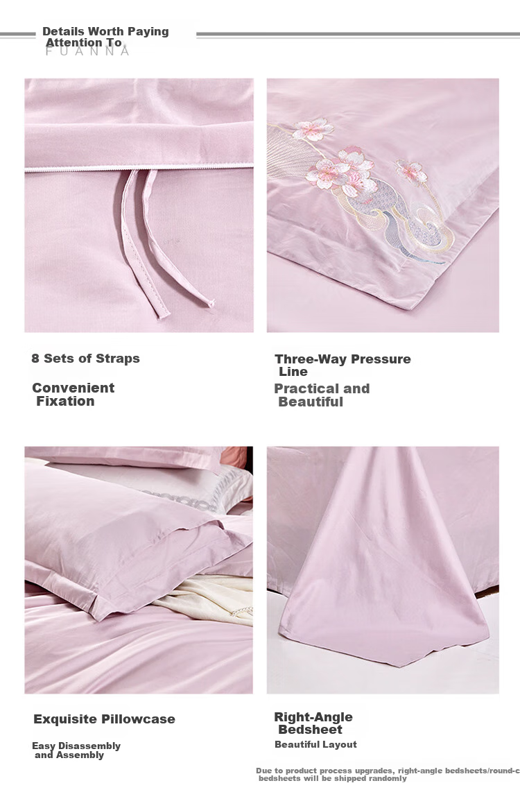 FUANNA Pure Cotton Bedding Set of Four Pieces, 100s Long-Staple Cotton Set Class A Bed Sheet Duvet Cover, Single/double Size 203*229cm 9