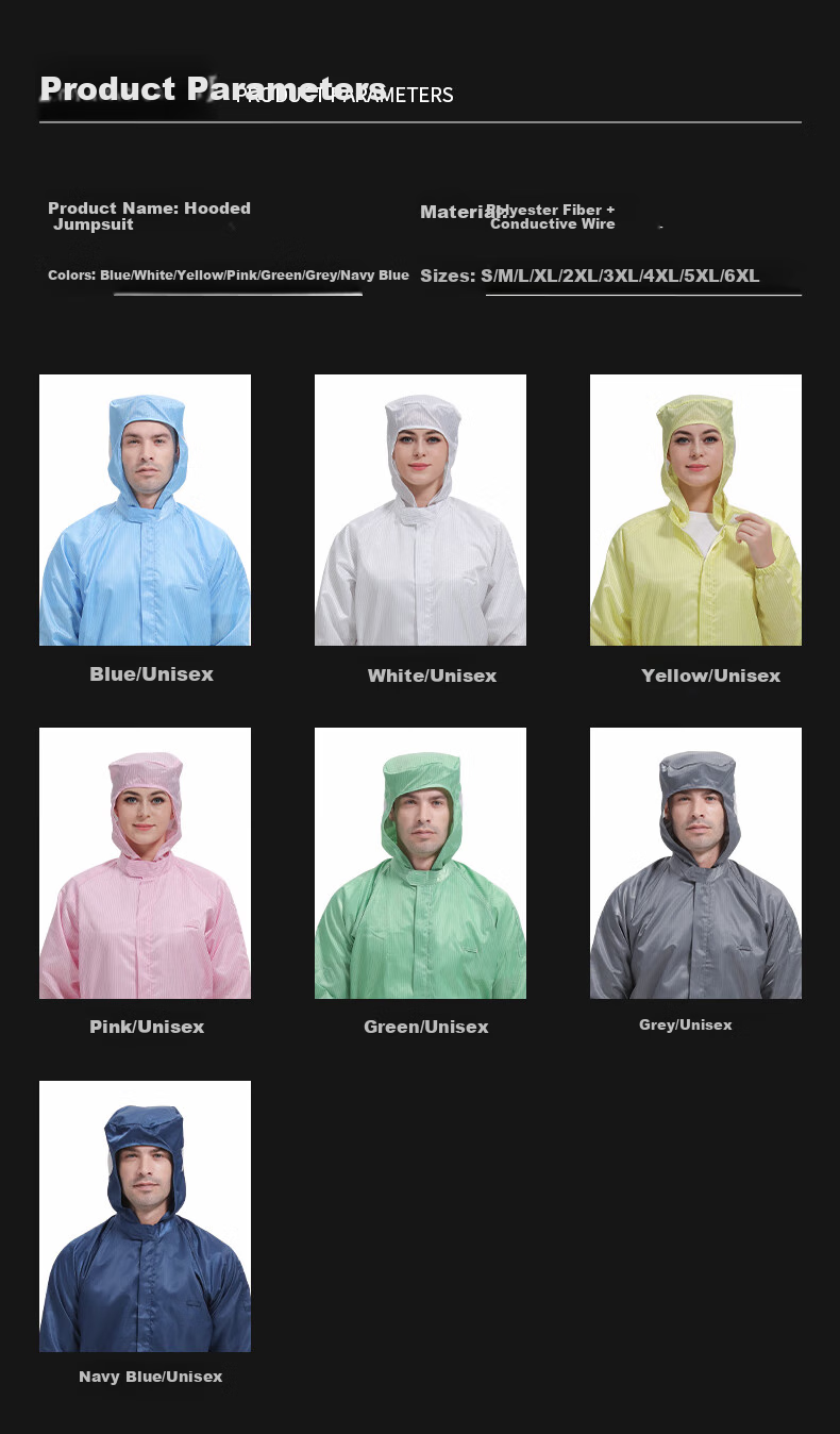 WK Cleanroom Suit, Dust-Proof Suit, Anti-Static Workwear, Clean Room Garment, Striped Hooded Three-Piece Suit, White, XL, Customizable 7