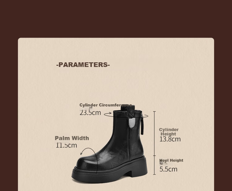 ZHR Women's Winter Vintage British Style Martin Boots with Fleece, Chunky Heel, Thick Sole, Short Boots KN02A Black Size 40 3