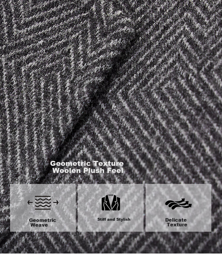 FIRS [Wool Warmth] Men's Suit, Autumn And Winter Style, Floral Texture, Fitted Double-Breasted, Crisp Business Casual Jacket 2