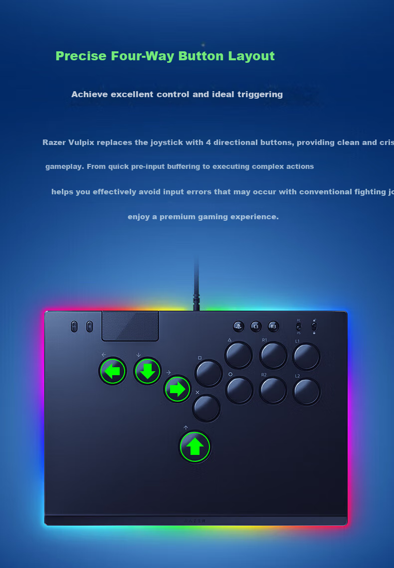 Razer Youhou Full-Button Optical Arcade Controller with RGB Lighting Effects And Low-Profile Optical Switches, Compatible with Street Fighter, Standard Editio 4
