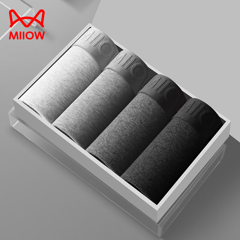 MiiOW Men's Underwear [2025 New Style], 7A Antibacterial Pure Cotton Seamless Breathable Youth Large Size Boxer Briefs