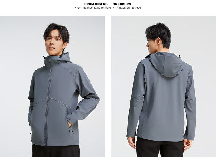 Pioneer Camp Sea Lion Soft Shell Jacket for Men, Spring And Autumn Outdoor Fleece-Lined Warm Windproof Waterproof Cordura Hiking Mountaineering Jacket 12