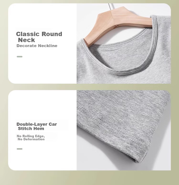 LangSha Women's T-Shirt, Spring And Summer Thin Style, Slimming Round Neck, Solid Color Cotton Base Layer, Versatile Breathable Women's Casual Short Sleeve 19