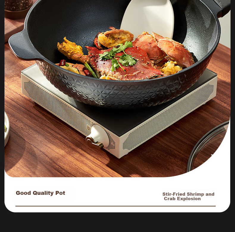 ASD Wok 32cm Blue Diamond Non-Stick Pan for Home Use, Wear-Resistant Flat Bottom Thickened Magnetic Bottom Stir-Fry Pan Universal CL32A21WGT 4