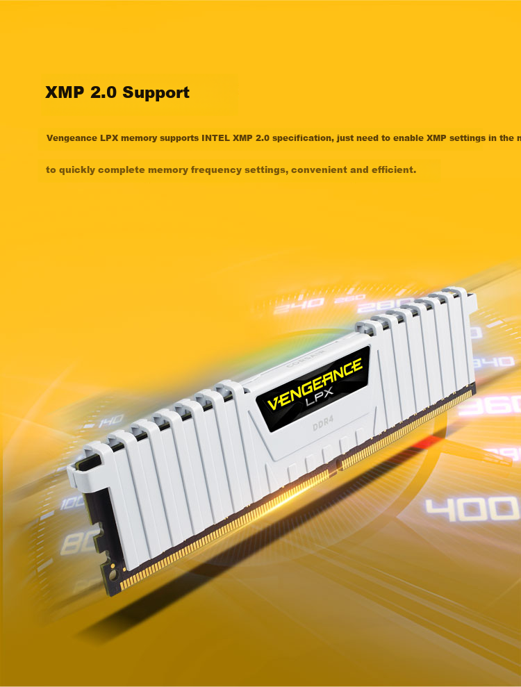 USCORSAIR 32GB (16G×2) Kit, DDR4 3600 Desktop Memory Module, Vengeance LPX Gaming RAM, White, C18 4