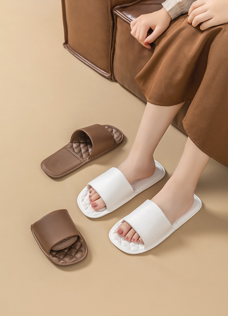 GUOLUOFEI Portable Folding Slippers for Travel, Couples, Outdoor Use, Summer, Bathroom, Shower Room, Indoor Sandals, White, Size M 4