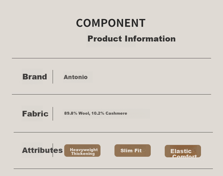 Antonio Men's Premium Wool Sweater 10.2% Cashmere 89.8% Merino Wool Solid Color Basic Knitwear 10