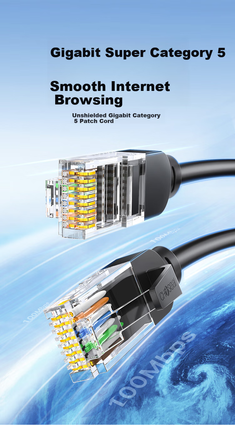 CHOOSEAL (CHOSEAL) CAT5e High-Speed Hundred-Megabit Ethernet Cable, Home And Construction Computer Broadband Connection Patch Cord Finished Network Cable, Black, 3 Meters, QS583AT3 1