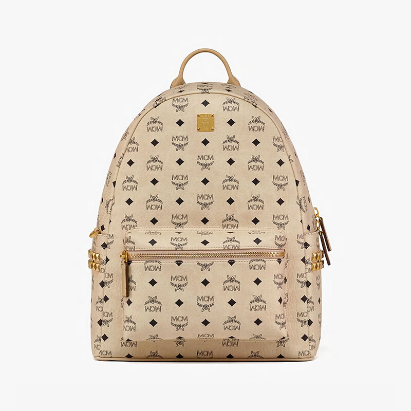 MCM STARK Medium Rivet Backpack, Casual Shoulder Bag, Black Gift 5