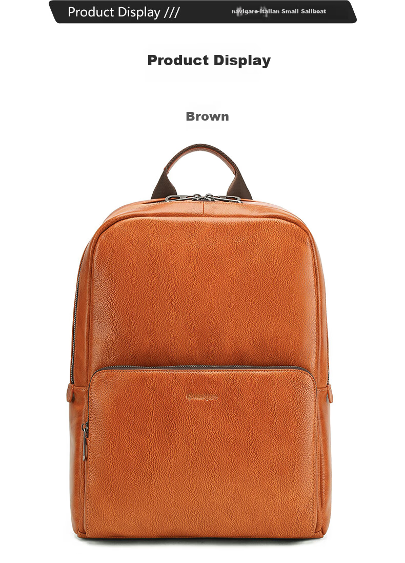 Navigare Italian Small Sailboat Backpack, Men's Laptop Bag, Travel Business Leather Backpack for Men, Gift for Birthday 7