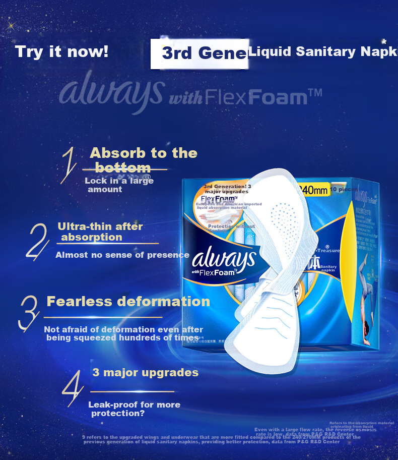 Hushubao Liquid Sanitary Napkins, Daily Use, 240mm, 40 Pieces, Menstrual Pads, Comfortable Protection, Sold by JD, Thin And Comfortable 5