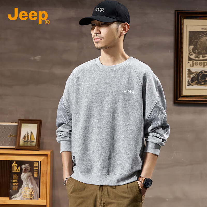 JEEP 2026 Spring And Autumn Loose Comfortable Men's Sweatshirt, Casual Sports Top, Round Neck Long-Sleeve Pullover Sweatshirt for Me