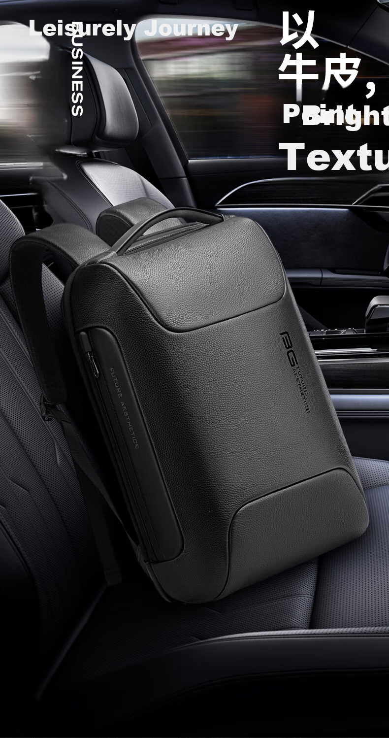 Bange Genuine Leather Backpack for Men, Simple Business Style, 15.6-Inch Laptop Bag, Travel Bag, 520 Gift, 6622 Black 1